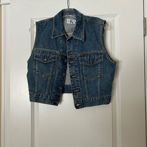 Calvin Klein Blue Denim Sleeveless Jacket
